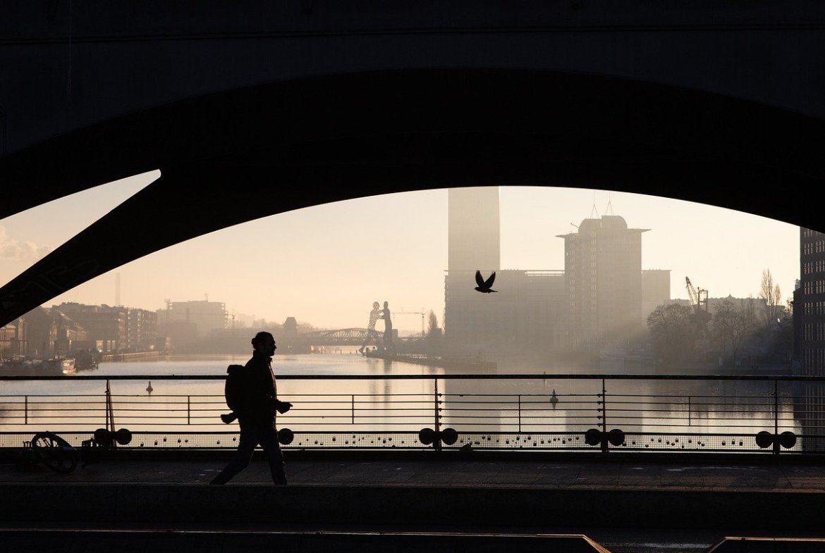 city, bridge, cityscape, urban, flow, road, architecture, berlin